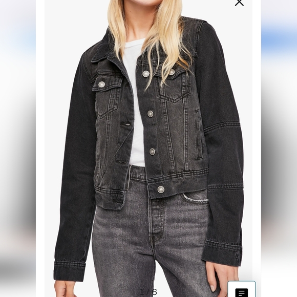 Like New Free People Rumors Women's Black Denim Jacket - Size Large - Picture 4 of 15